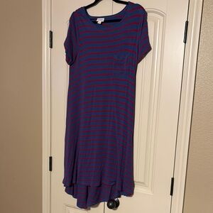 Blue and Red Striped Dress